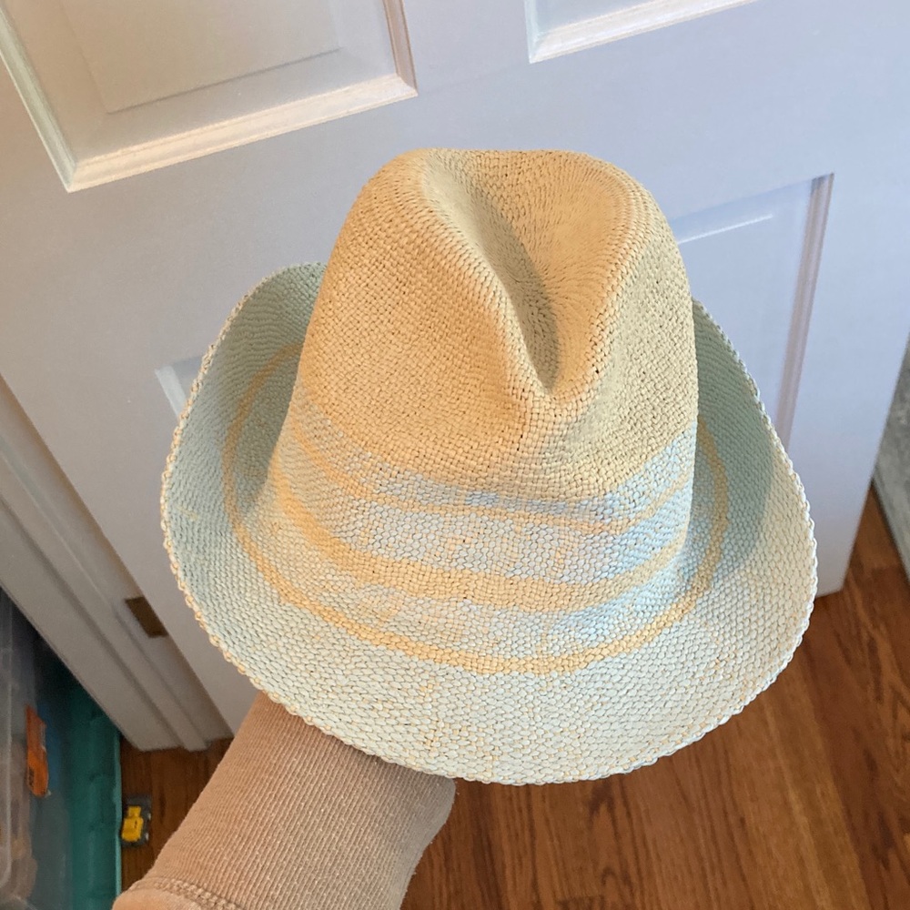 Janie and Jack 4-5T Beige and Light Blue Kids sun Hat. NWT fedora/cowboy?